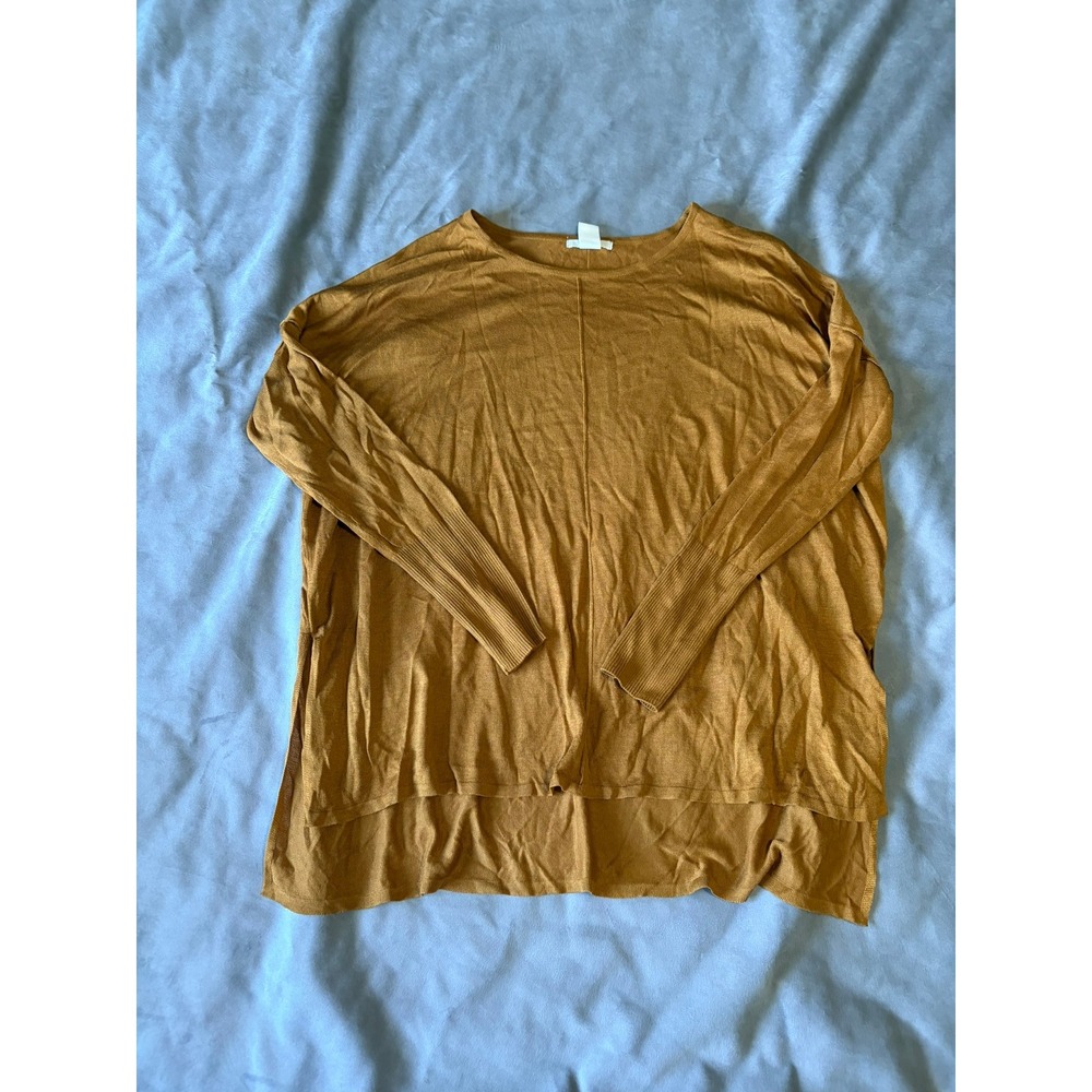 HM Mustard Yellow Fine Knit Oversized High Low Sweater Small
